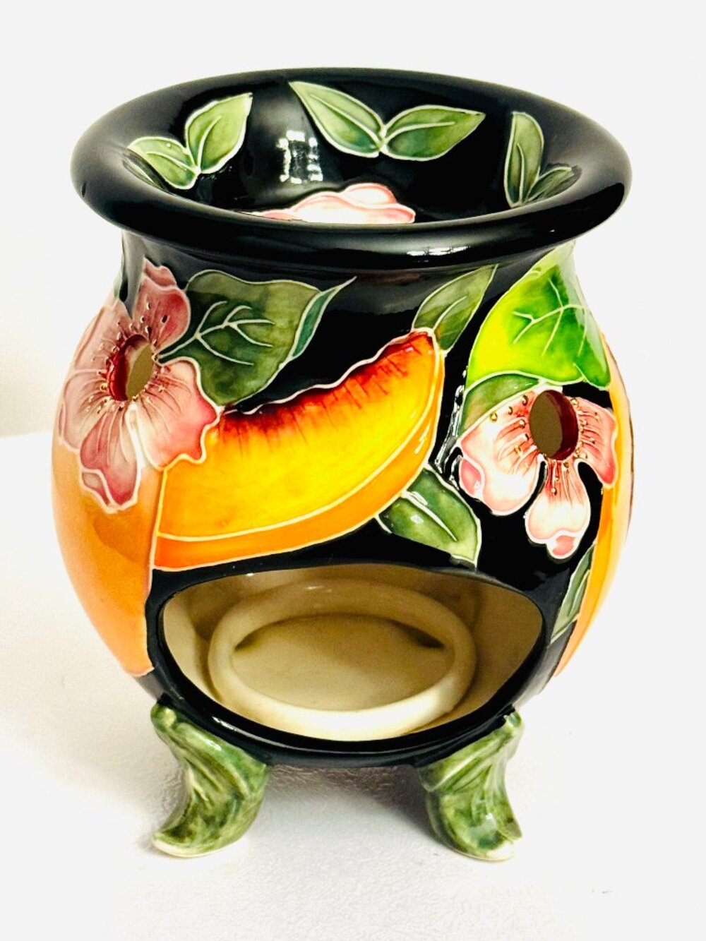 Blue Sky J McCall 2004 Ceramic Peach Wax Melt Tealight Burner